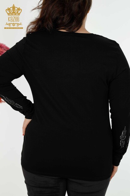 Women's Blouse Stone Embroidered Black - 79043 | KAZEE - Thumbnail