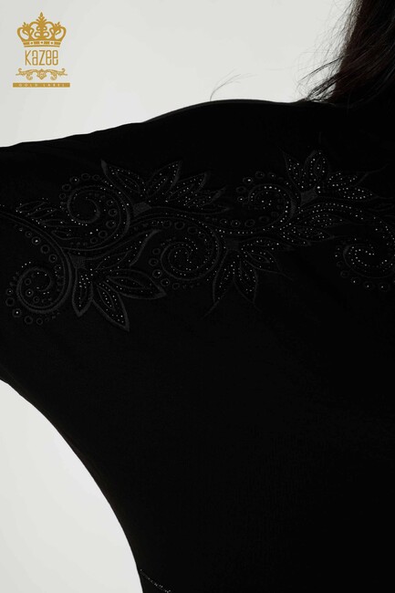 Women's Blouse Stone Embroidered Black - 79051 | KAZEE - Thumbnail