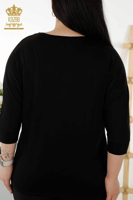 Women's Blouse Stone Embroidered Black - 79222 | KAZEE - Thumbnail