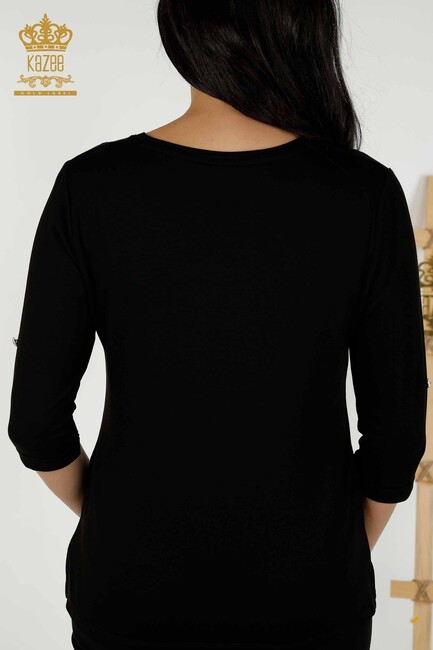 Women's Blouse Stone Embroidered Black - 79309 | KAZEE - Thumbnail