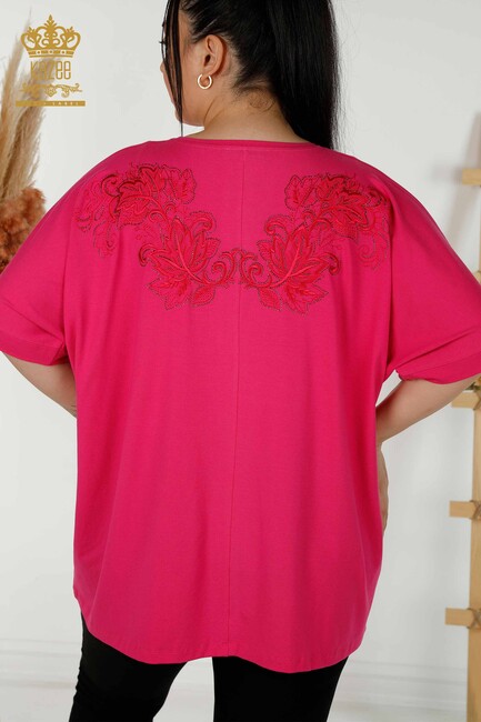 Women's Blouse Stone Embroidered Fuchsia - 79090 | KAZEE - Thumbnail