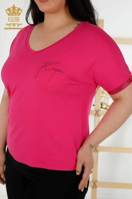 Women's Blouse Stone Embroidered Fuchsia - 79297 | KAZEE - Thumbnail