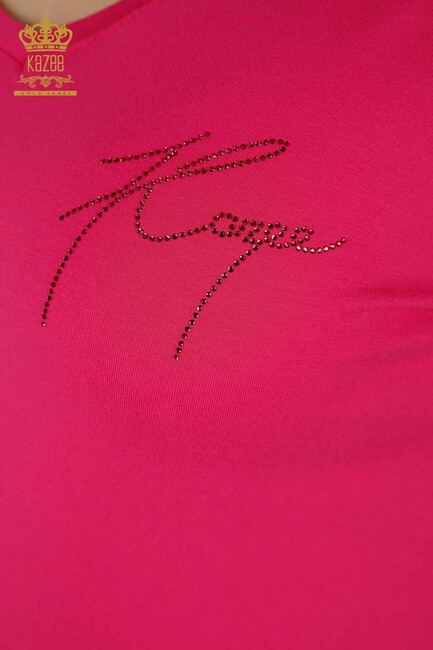 Women's Blouse Stone Embroidered Fuchsia - 79297 | KAZEE - Thumbnail