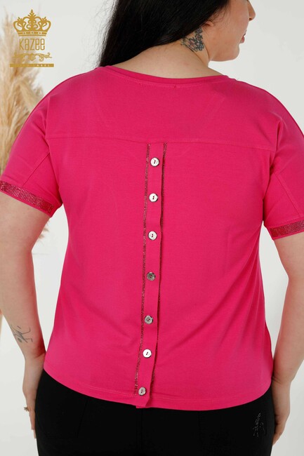 Women's Blouse Stone Embroidered Fuchsia - 79297 | KAZEE - Thumbnail