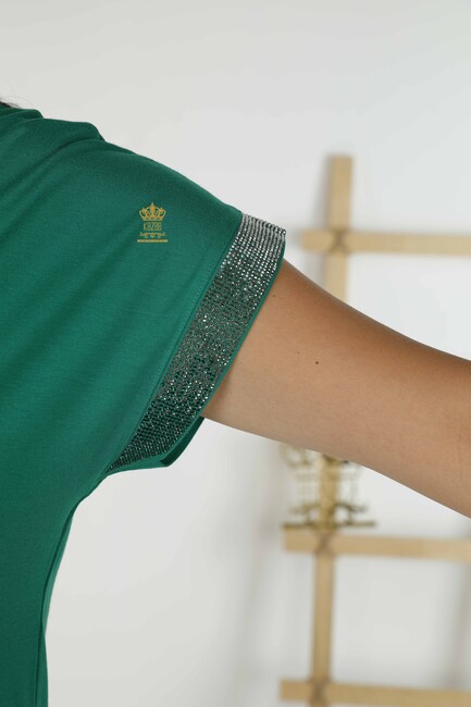 Women's Blouse Stone Embroidered Green - 78878 | KAZEE - Thumbnail