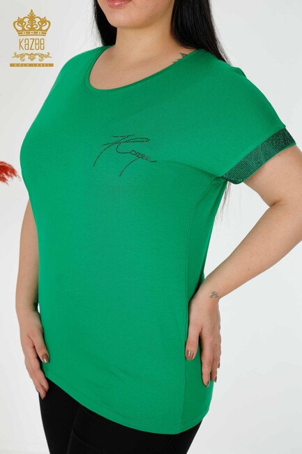 Women's Blouse Stone Embroidered Green - 78918 | KAZEE - Thumbnail