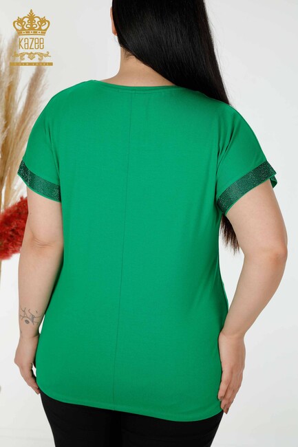 Women's Blouse Stone Embroidered Green - 78918 | KAZEE - Thumbnail