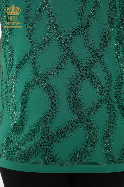 Women's Blouse Stone Embroidered Green - 79070 | KAZEE - Thumbnail