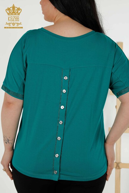 Women's Blouse Stone Embroidered Green - 79297 | KAZEE - Thumbnail