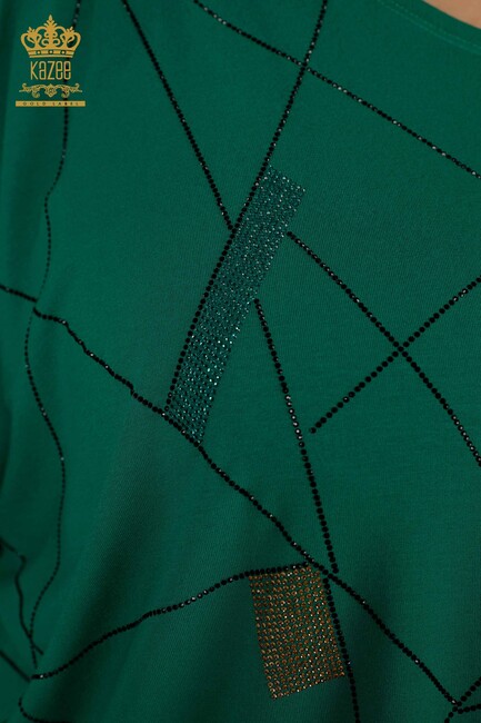 Women's Blouse Stone Embroidered Green - 79320 | KAZEE - Thumbnail