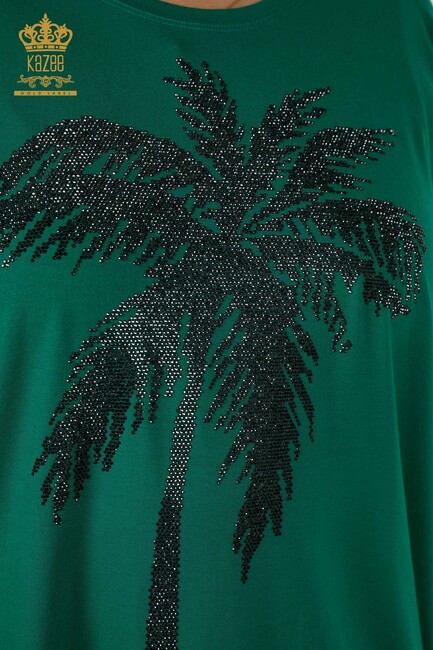 Women's Blouse Stone Embroidered Green - 79325 | KAZEE - Thumbnail