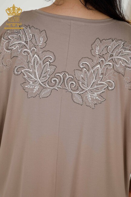 Women's Blouse Stone Embroidered Mink - 79090 | KAZEE - Thumbnail