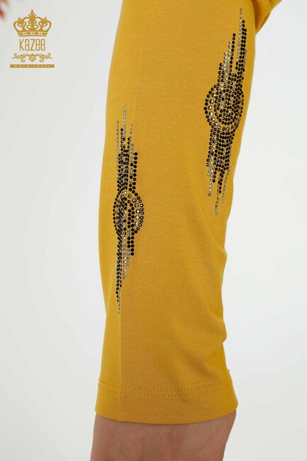 Women's Blouse Stone Embroidered Saffron - 79043 | KAZEE - Thumbnail