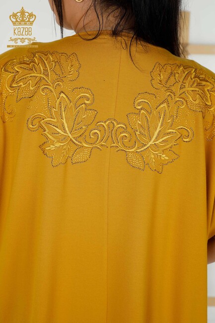 Women's Blouse Stone Embroidered Saffron - 79090 | KAZEE - Thumbnail