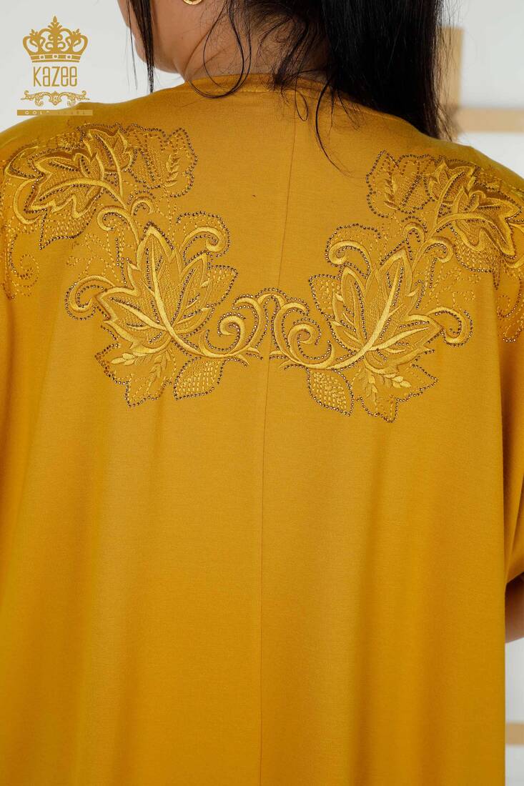 Women's Blouse Stone Embroidered Saffron - 79090 | KAZEE