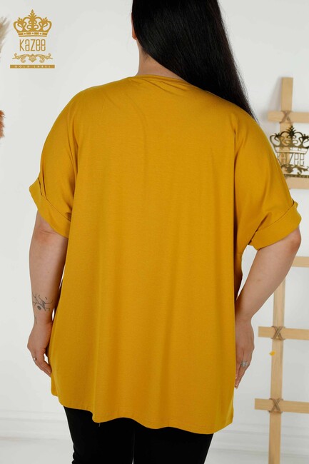 Women's Blouse Stone Embroidered Saffron - 79321 | KAZEE - Thumbnail