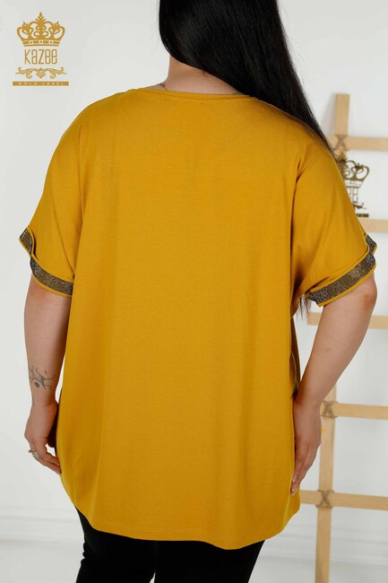 Women's Blouse Stone Embroidered Saffron - 79325 | KAZEE - Thumbnail