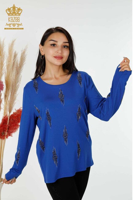 Women's Blouse Stone Embroidered Saks - 79043 | KAZEE - Thumbnail