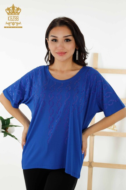 Women's Blouse Stone Embroidered Saks - 79069 | KAZEE - Thumbnail