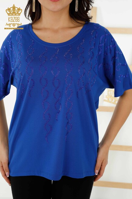 Women's Blouse Stone Embroidered Saks - 79069 | KAZEE - Thumbnail