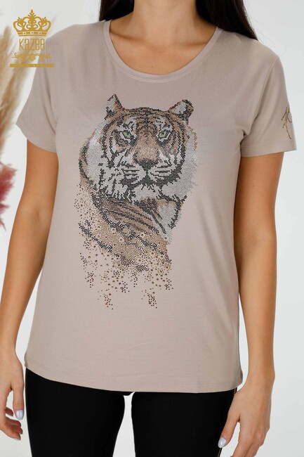 Women's Blouse Tiger Pattern Beige - 78928 | KAZEE - Thumbnail