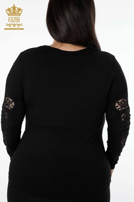 Women's Blouse Tulle Detailed Black- 79008 | KAZEE - Thumbnail