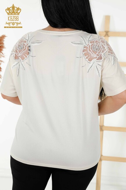 Women's Blouse Tulle Detailed Ecru - 79142 | KAZEE - Thumbnail