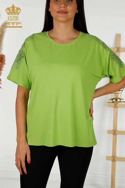 Women's Blouse Tulle Detailed Green - 79390 | KAZEE - Thumbnail