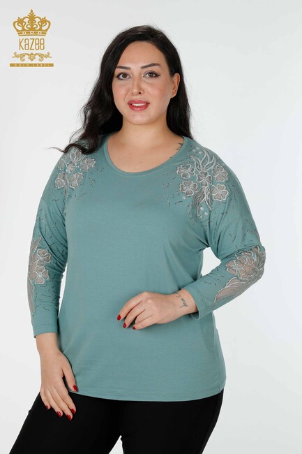 Women's Blouse Tulle Detailed Mint - 77950 | KAZEE - Thumbnail