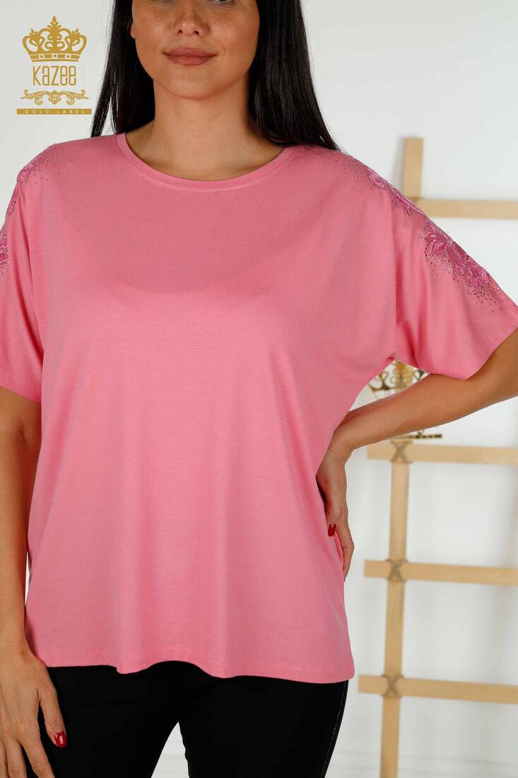 Women's Blouse Tulle Detailed Pink - 79390 | KAZEE