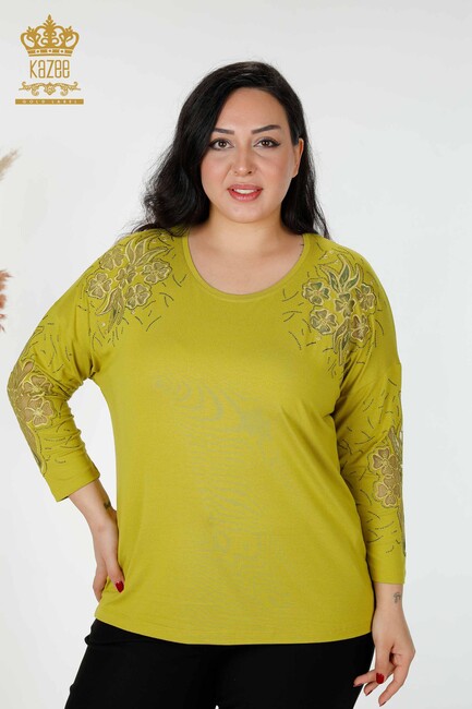 Women's Blouse Tulle Detailed Pistachio Green - 77950 | KAZEE - Thumbnail