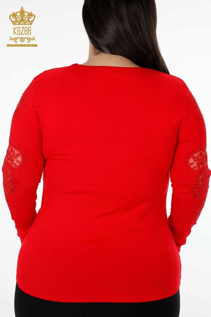 Women's Blouse Tulle Detailed Red - 79008 | KAZEE - Thumbnail