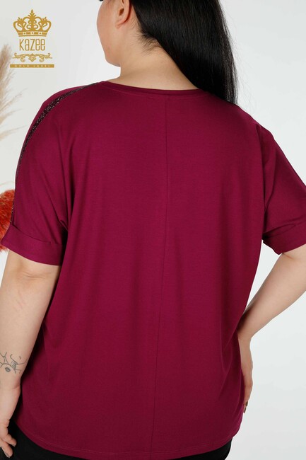 Women's Blouse V-Neck Purple - 78913 | KAZEE - Thumbnail