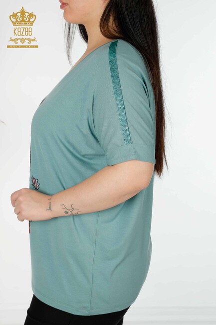 Women's Blouse V Neck Mint - 78913 | KAZEE - Thumbnail