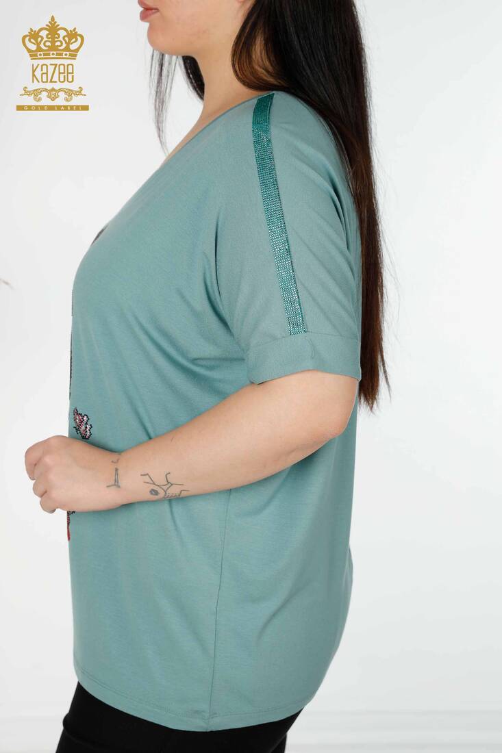 Women's Blouse V Neck Mint - 78913 | KAZEE