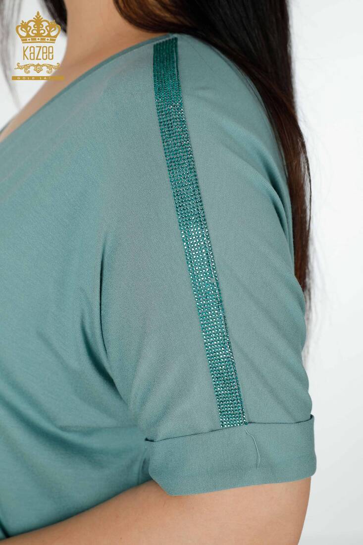 Women's Blouse V Neck Mint - 78913 | KAZEE