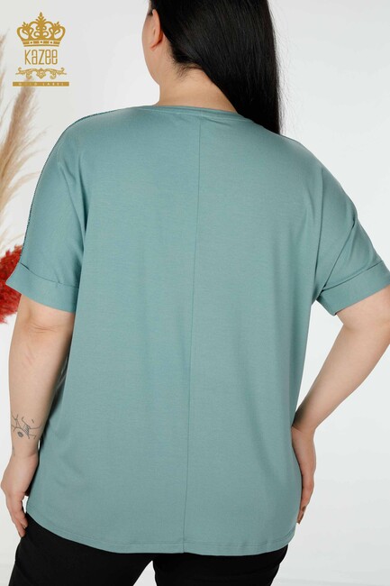 Women's Blouse V Neck Mint - 78913 | KAZEE - Thumbnail