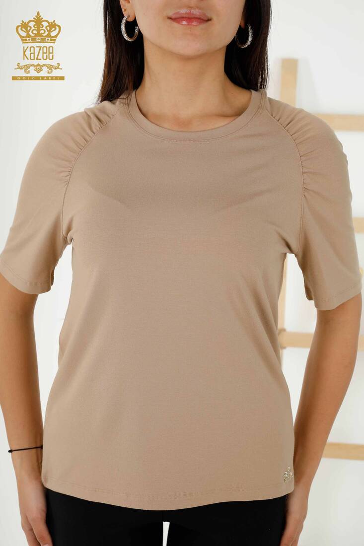 Women's Blouse Logo Beige - 79219 | KAZEE