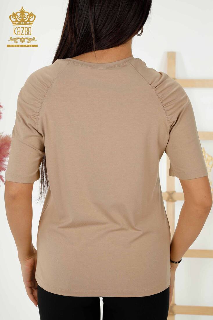 Women's Blouse Logo Beige - 79219 | KAZEE