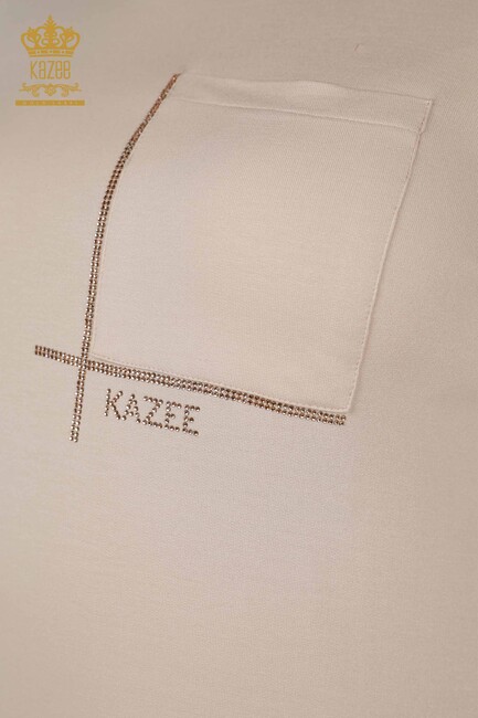 Women's Blouse Beige with Pocket - 79234 | KAZEE - Thumbnail