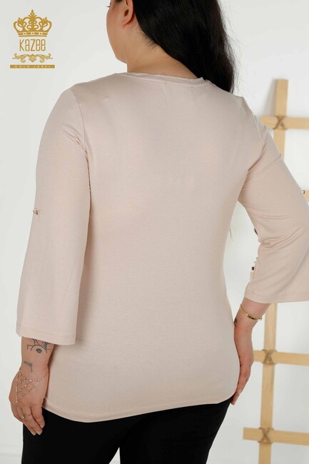 Women's Blouse Beige with Pocket - 79234 | KAZEE - Thumbnail