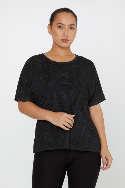 Women's Blouse Stone Detail Black - 79990 | KAZEE - Thumbnail