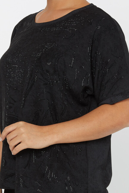 Women's Blouse Stone Detail Black - 79990 | KAZEE - Thumbnail