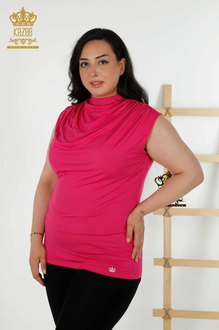 Women's Blouse Zero Sleeve Fuchsia - 79312 | KAZEE