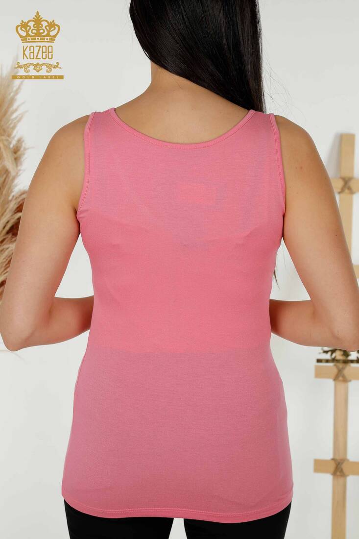 Women's Blouse Zero Sleeve Pink - 79262 | KAZEE