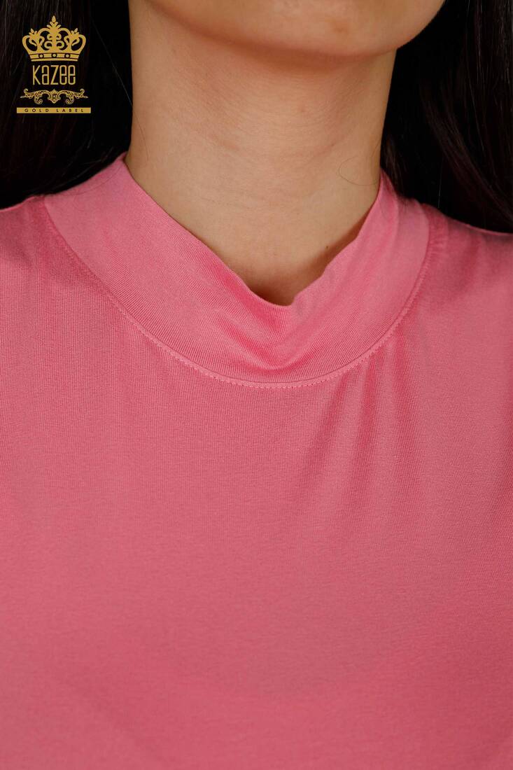 Women's Blouse Zero Sleeve Pink - 79286 | KAZEE