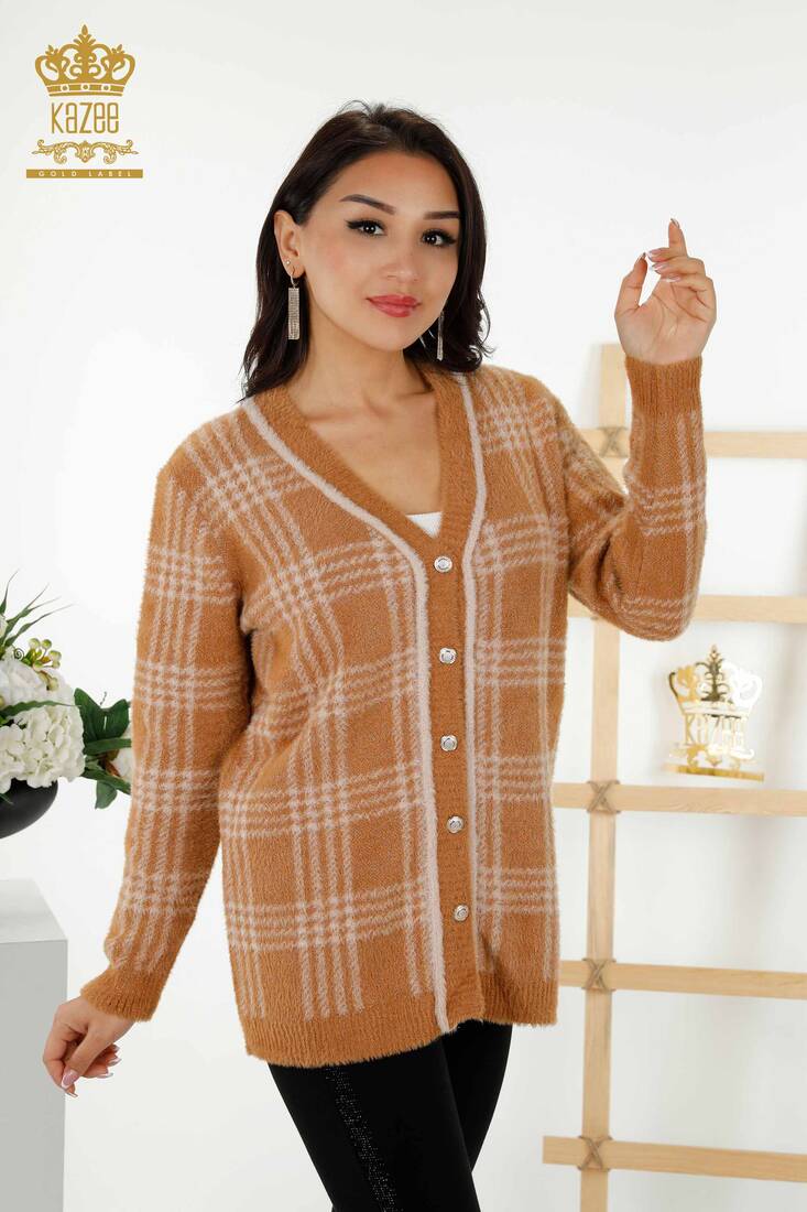 Women's Cardigan Buttoned Beige - 30177 | KAZEE