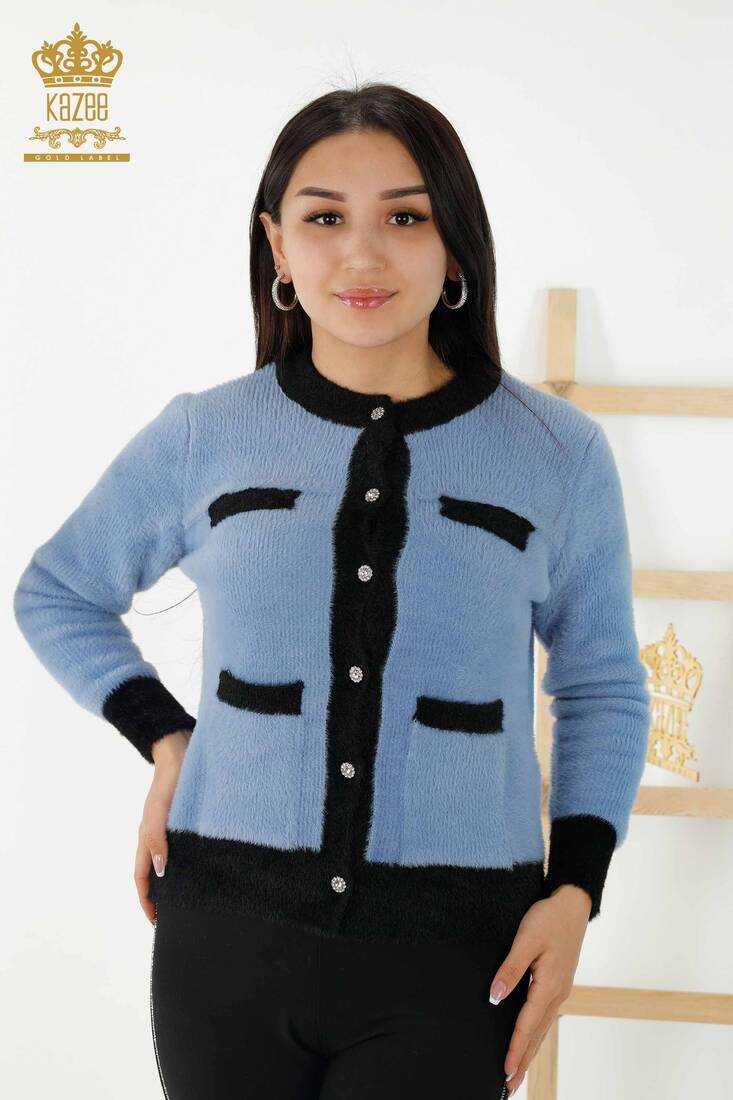 Women's Cardigan Buttoned Blue - 30094 | KAZEE