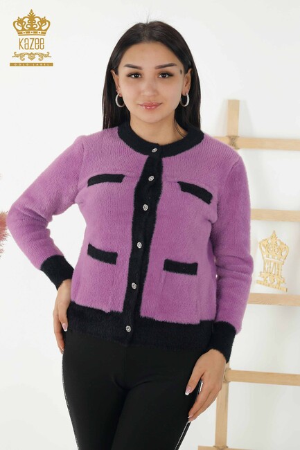 Women's Cardigan Buttoned Lilac - 30094 | KAZEE - Thumbnail