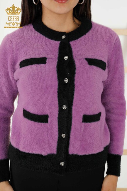 Women's Cardigan Buttoned Lilac - 30094 | KAZEE - Thumbnail